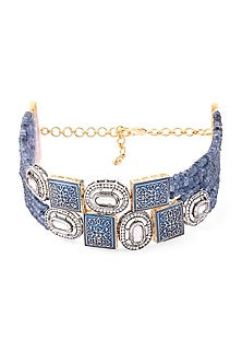 Black Rhodium Finish Enamel & Agates Necklace