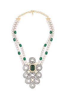 Black Rhodium Finish Kundan Polki Necklace