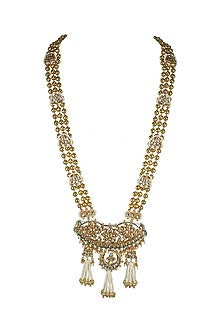 Gold Finish Kundan Polki & Jadtar Long Necklace