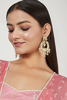 Gold Finish Chandbali Earrings