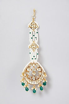 Gold Finish Pearl Maang Tikka