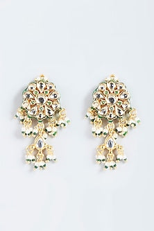 Gold Finish Pearl Stud Earrings