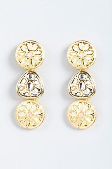 Gold Finish Mint Stone Dangler Earrings
