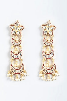 Gold Finish Kundan Polki Dangler Earrings