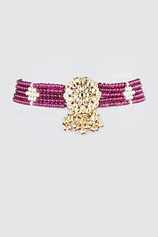 Gold Finish Beaded Choker Necklace