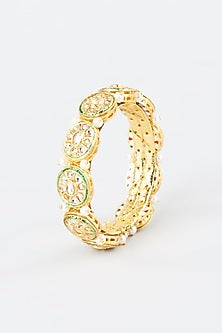 Gold Finish Kundan Polki Openable Bangle