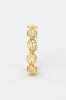 Gold Finish Kundan Polki Openable Bangle
