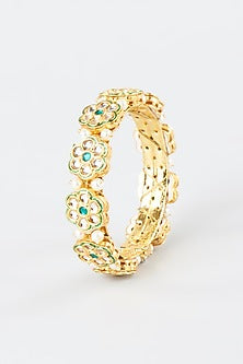 Gold Finish Pearl Openable Bangle