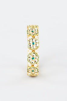 Gold Finish Pearl Openable Bangle