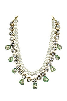 Gold Finish Zircon Drop Long Necklace
