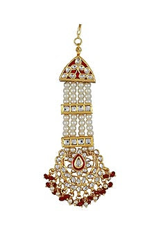 Gold Finish Meenakari Pearl Maang Tikka