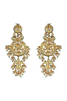 Gold Finish Pearl Chandbali Earrings