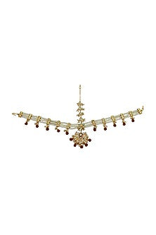 Gold Finish Kundan Polki & Pearl Mathapatti