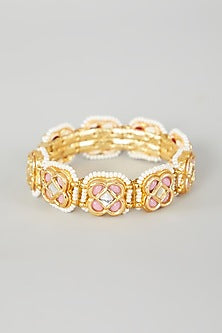Gold Finish Square Jadtar Stone Bangle