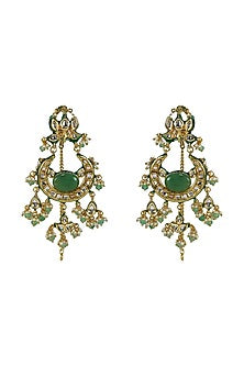 Gold Finish Pearls Chandbali Earrings