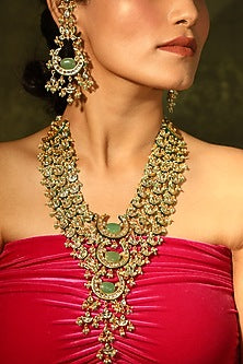 Gold Finish Pearls Chandbali Earrings