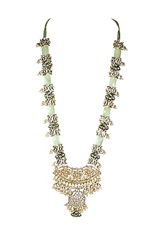 Gold Finish Meenakari Jadtar Pendant Necklace