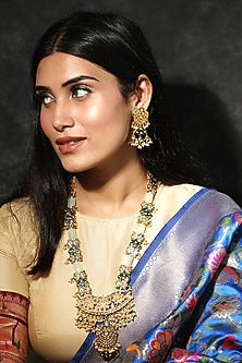 Gold Finish Meenakari Jadtar Pendant Necklace