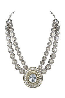 Two Tone Finish Diamond Pendant Necklace