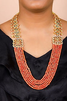 Gold Finish Kundan Polki Long Necklace