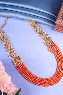 Gold Finish Kundan Polki Long Necklace