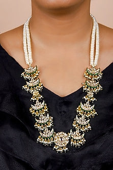 Gold Finish Kundan Polki Long Necklace