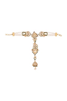 Gold Finish Polki Hathphool