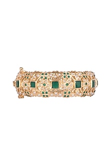 Gold Finish Green Stone Bangles