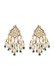 Gold Finish Pearl Drop Earrings