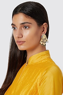 Gold Finish Pearl Drop Earrings