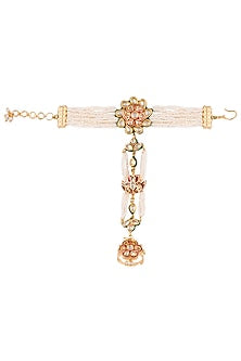 Gold Finish Pearl Ring Hathphool