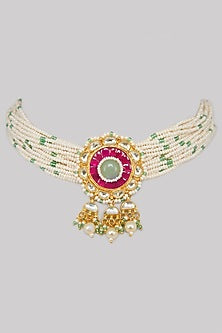 Gold Plated Kundan Choker Earrings