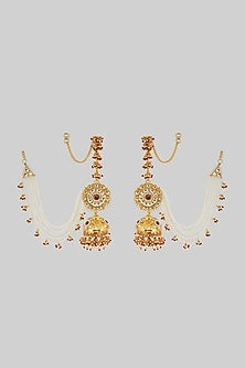 Gold Plated Engraved Jhumka Earrings