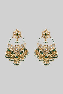 Gold Plated Emerald Stone Earrings