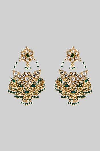 Gold Plated Emerald Stone Earrings