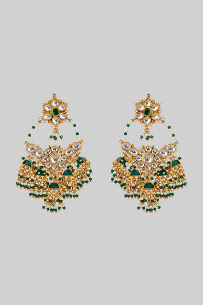 Gold Plated Emerald Stone Earrings