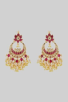 Gold Plated Pearl Jadau Earrings