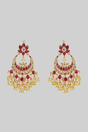 Gold Plated Pearl Jadau Earrings