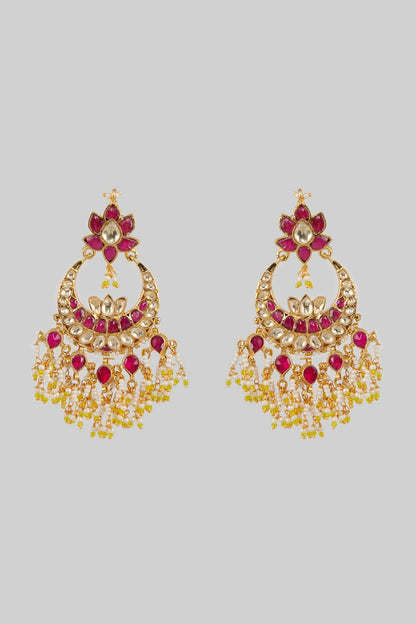 Gold Plated Pearl Jadau Earrings