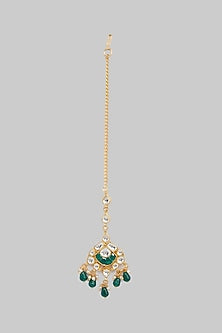 Gold Plated Emerald Maang Tikka