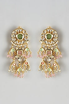 Gold Finish Kundan Polki Dangler Earrings