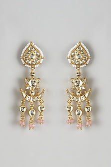 Gold Finish Kundan Polki Chandbali Earrings