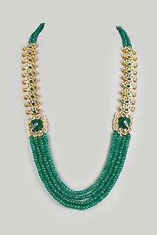Gold Finish Pearl & Kundan Polki Long Necklace