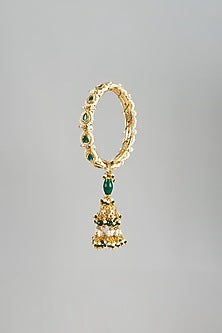 Gold Finish Green Stone Bangle