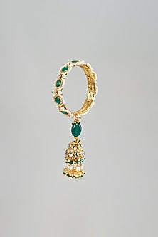 Gold Finish Green Stone Bangle