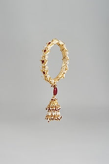 Gold Finish Red Stone Bangle