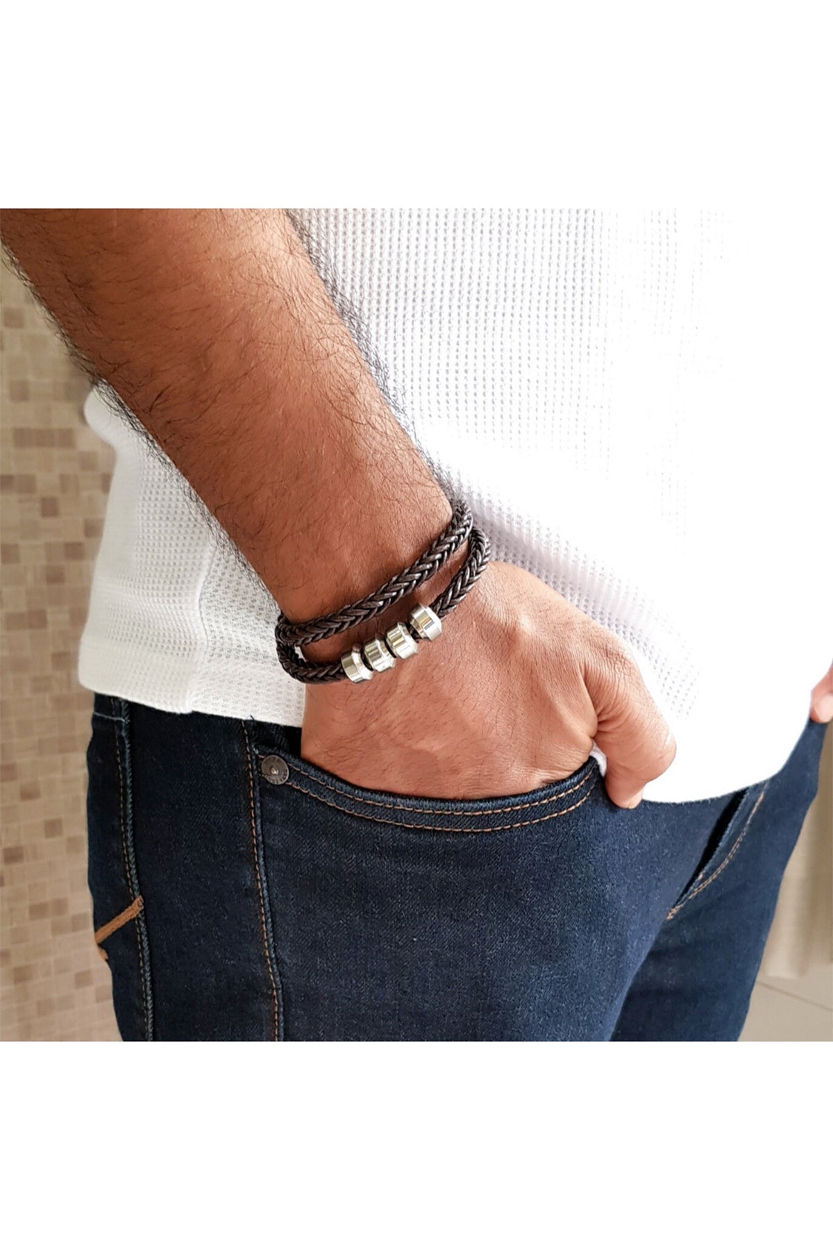 Black Personalised Bracelet Rakhi