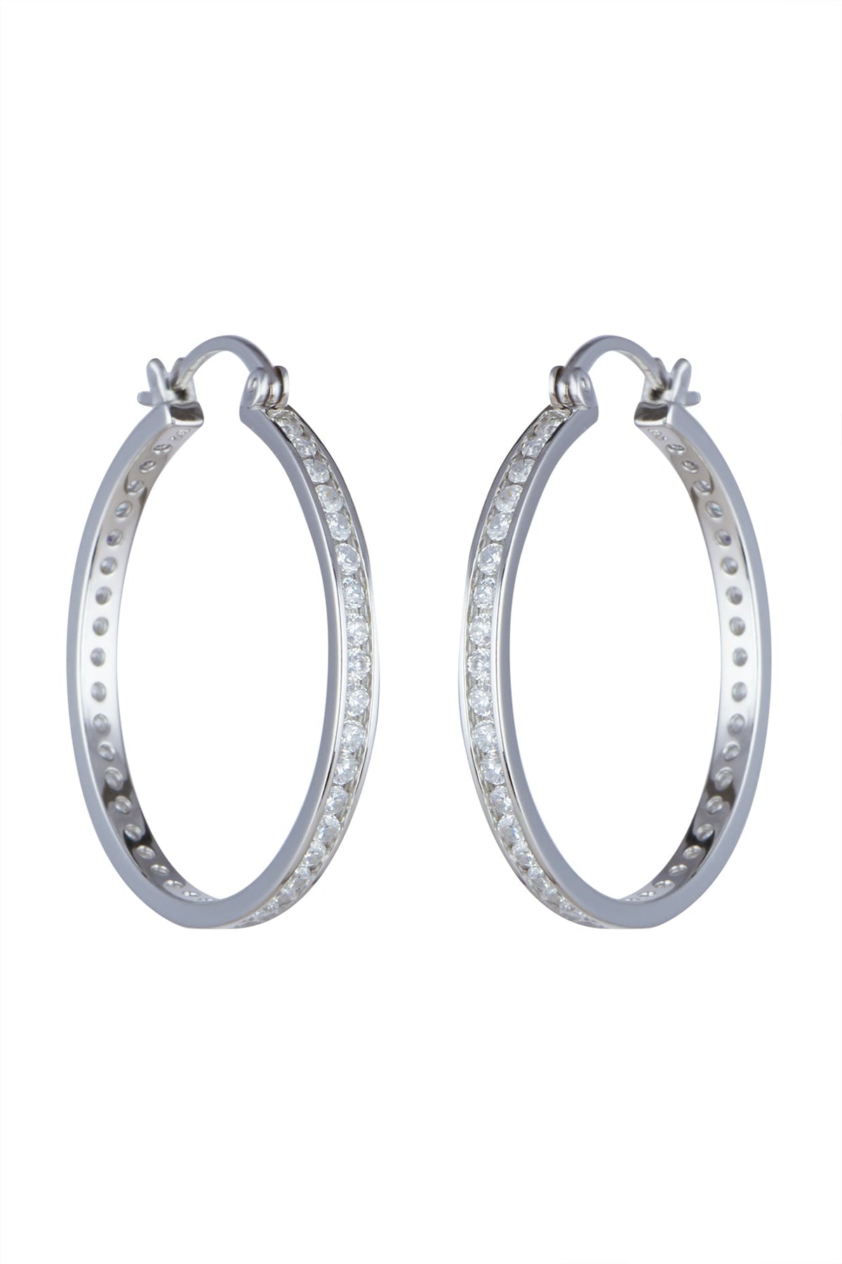 White Finish Hoop Earrings