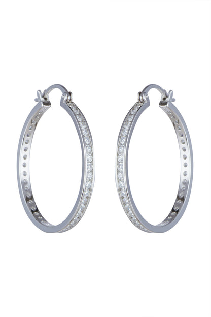 White Finish Hoop Earrings