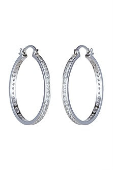 White Finish Hoop Earrings